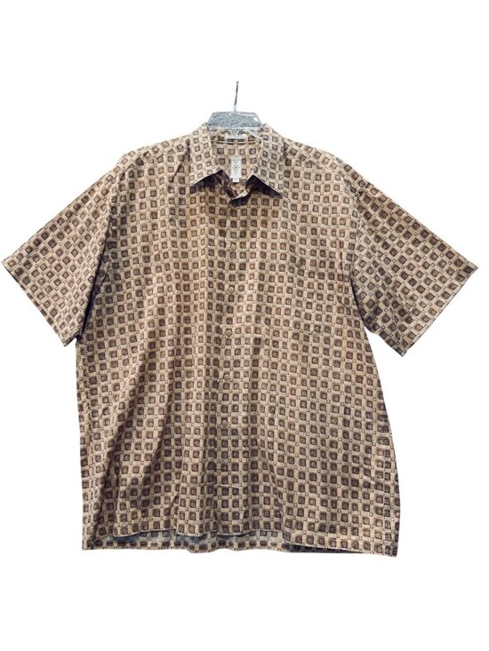 Burma Bibas Other - Vintage Burma Bibas 60s Single Lawn Retro XL Shirt SS Geometric Cotton Hong Kong